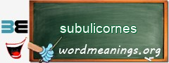 WordMeaning blackboard for subulicornes